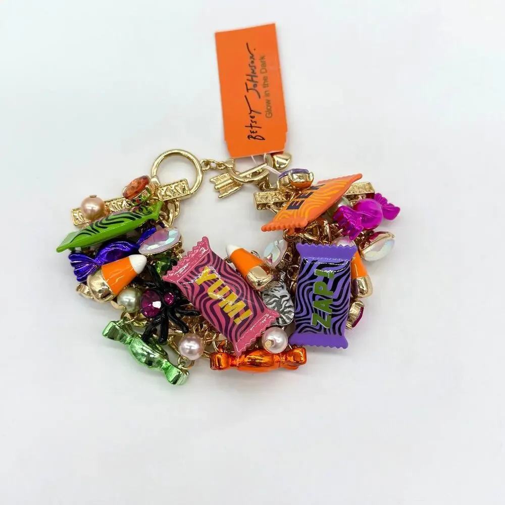 Betsey Johnson Halloween Candy Statement Bracelet Glow In The Dark NEW